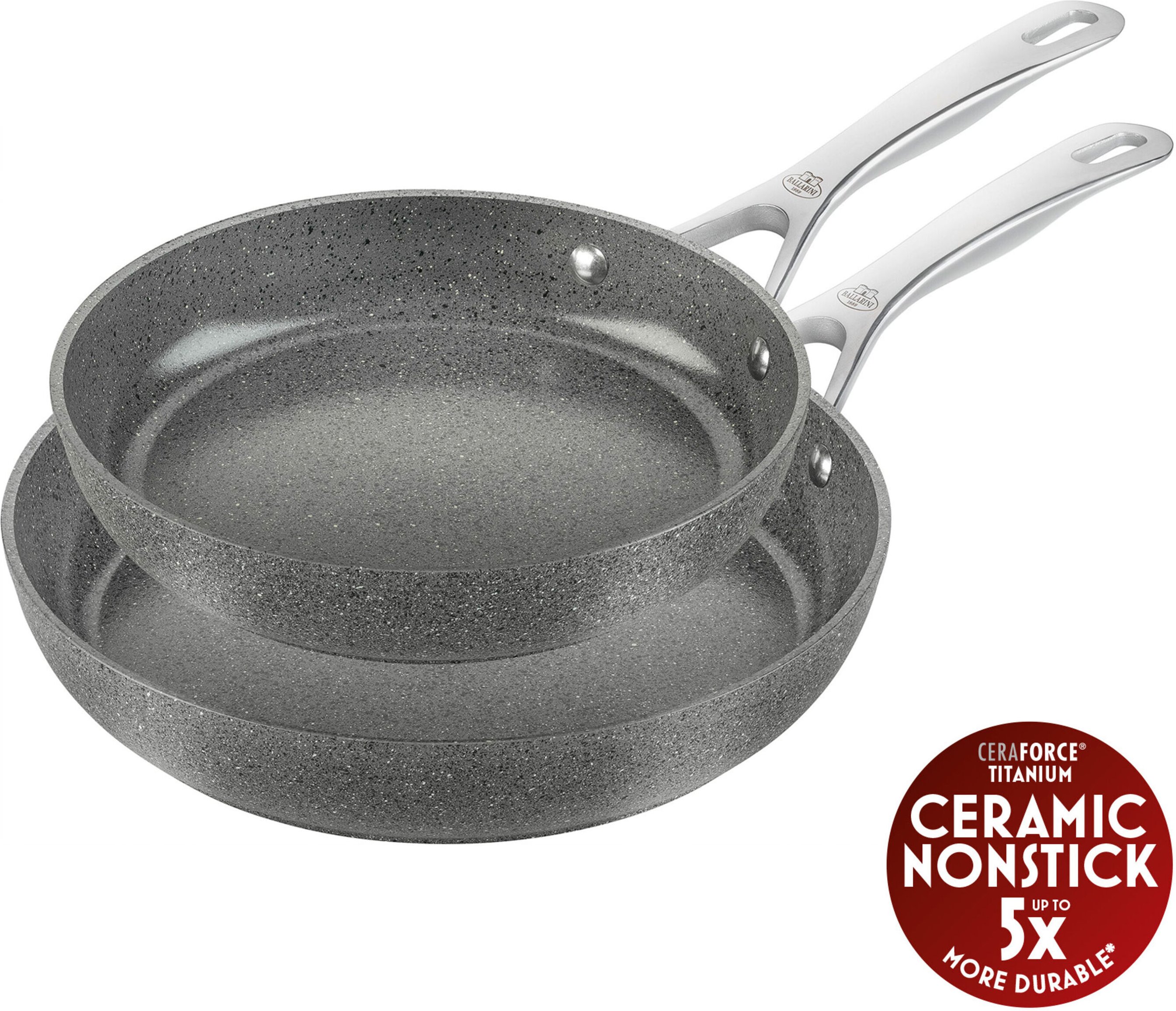 BALLARINI Salina Bratpfannenset, 2-tlg. / 24/28 cm, Steinoptik Grau, Aluminium/Antihaftbeschichtung