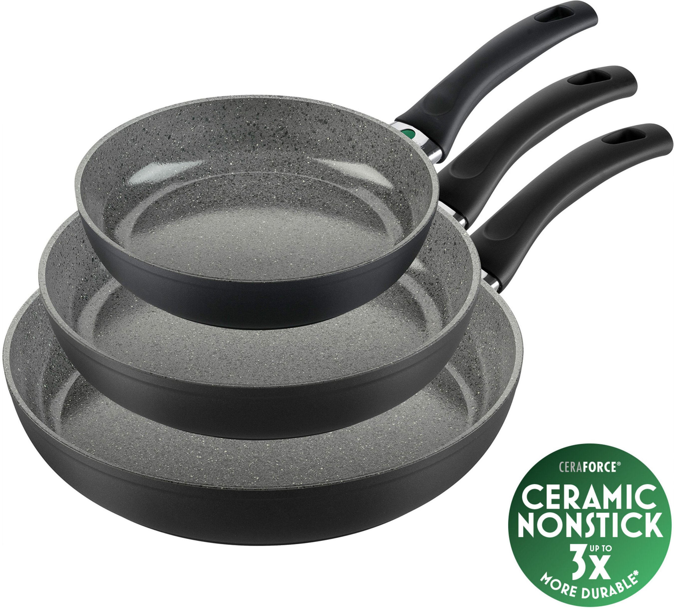BALLARINI Bari Bratpfannenset, 3-tlg. / 20/24/28 cm, Steinoptik Grau, Aluminium/ Antihaftbeschichtung