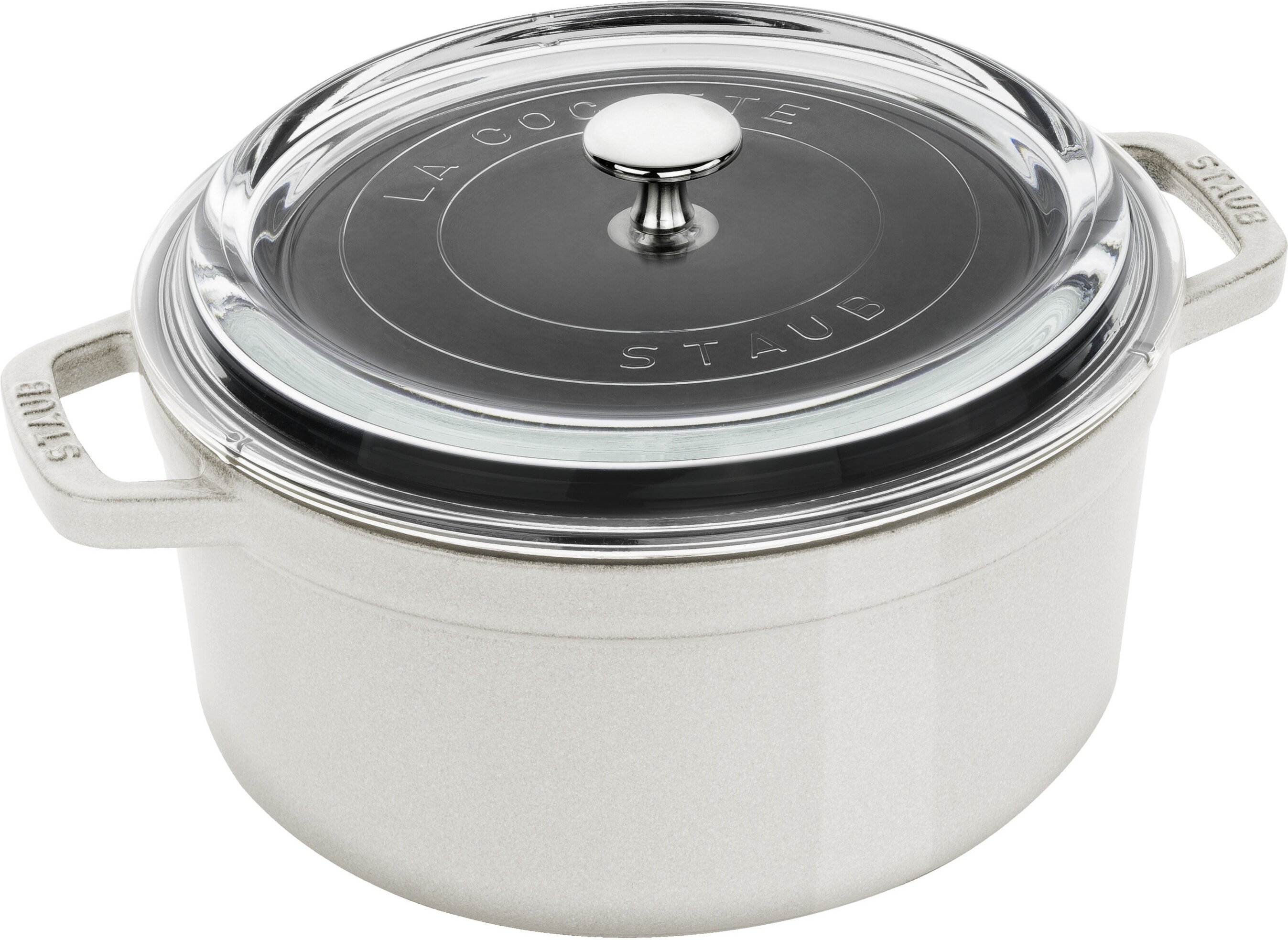 Staub La Cocotte Cocotte mit Glasdeckel 24 cm, rund, Weisser Trüffel, Gusseisen