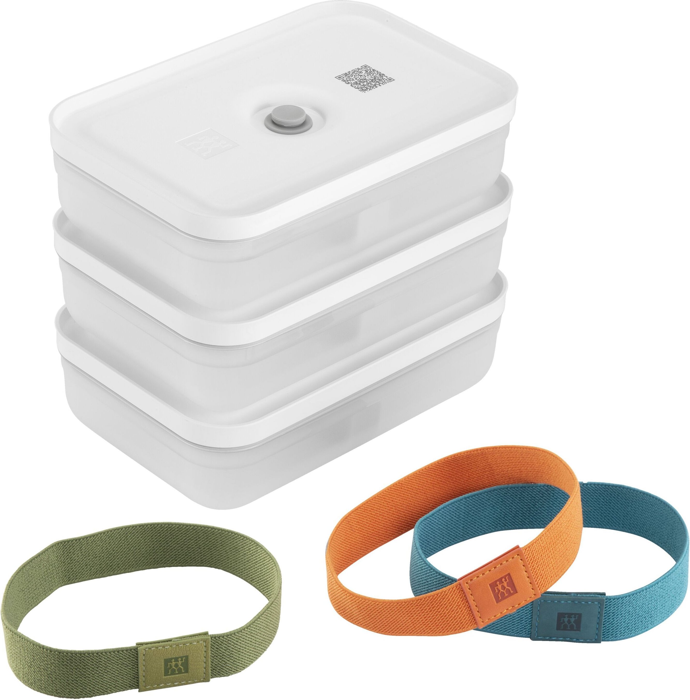 ZWILLING Fresh & Save Vakuum Lunchbox Set, L flach / 6-tlg, Kunststoff, Semitransparent-Grau