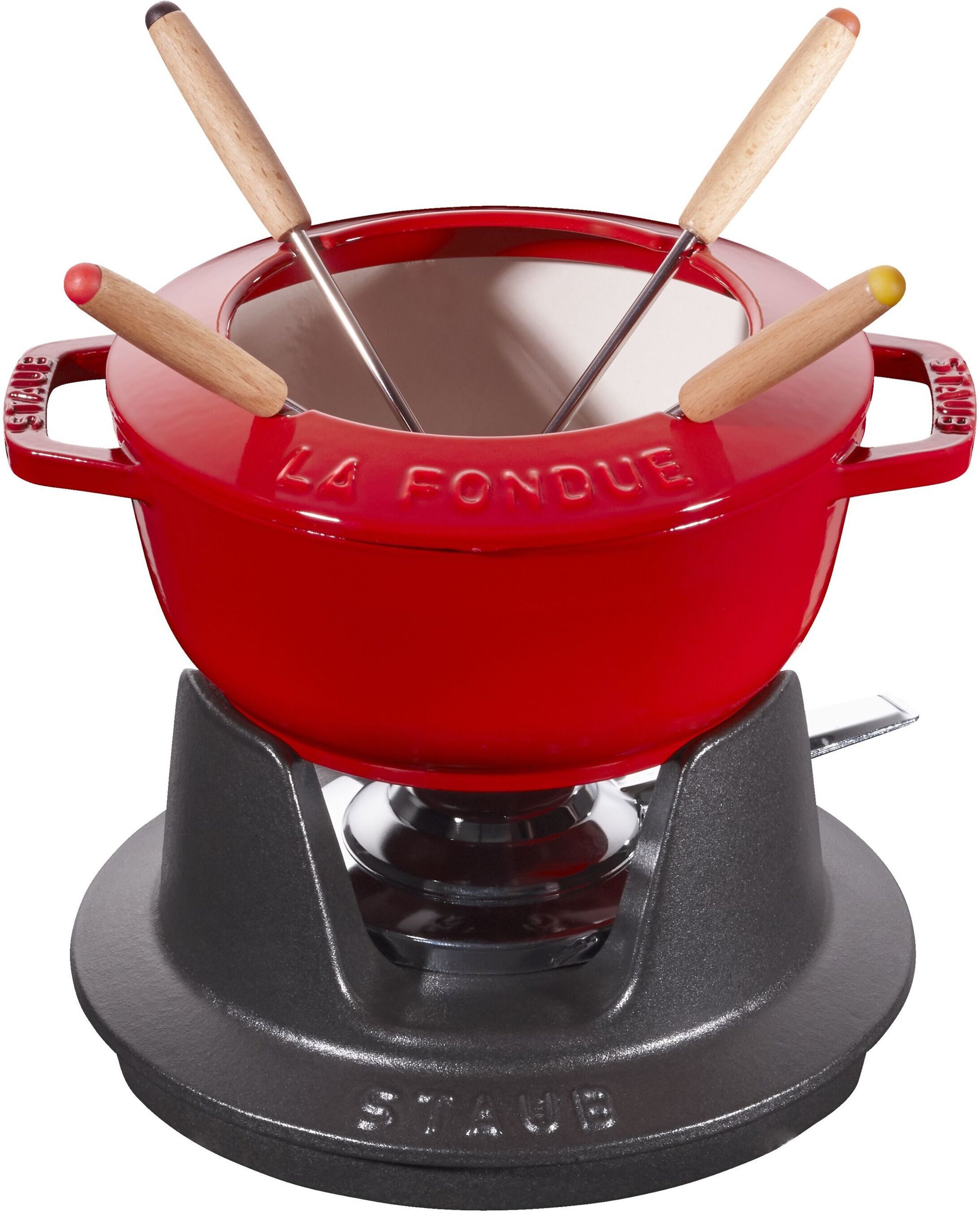 Staub Specialities Fondue Set 16 cm, rund, Kirsch-Rot, Gusseisen