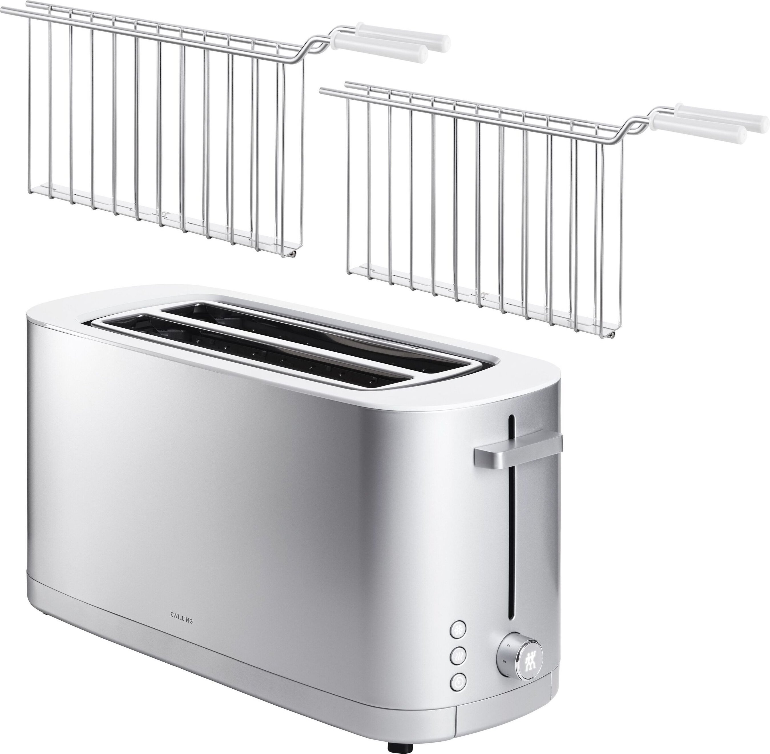 ZWILLING ENFINIGY Langschlitztoaster & Sandwichzange Set, 3-tlg., Weiß/Silber, Stahl