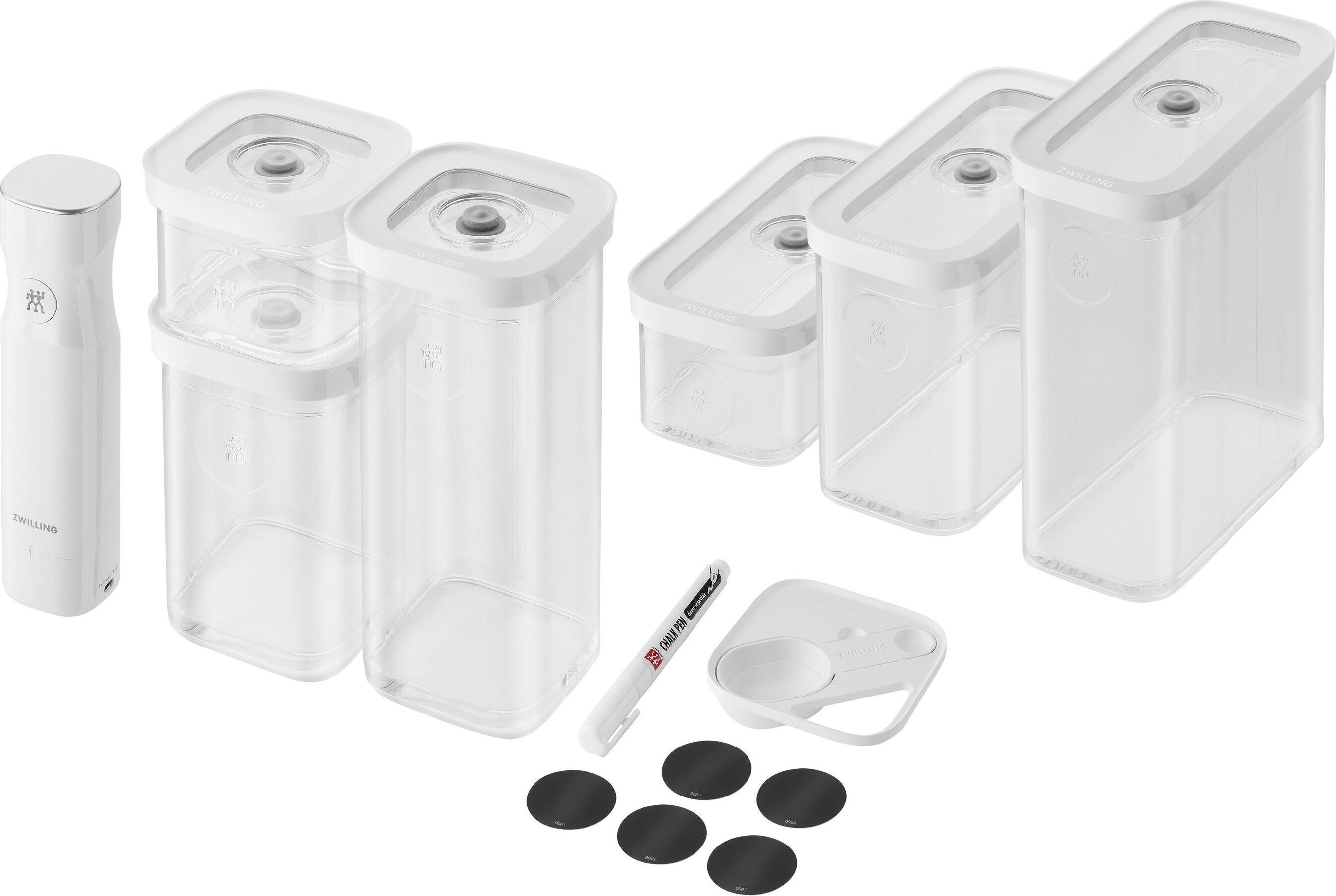 ZWILLING CUBE Vakuum Starter Set, S & M / 9-tlg., transparent weiß