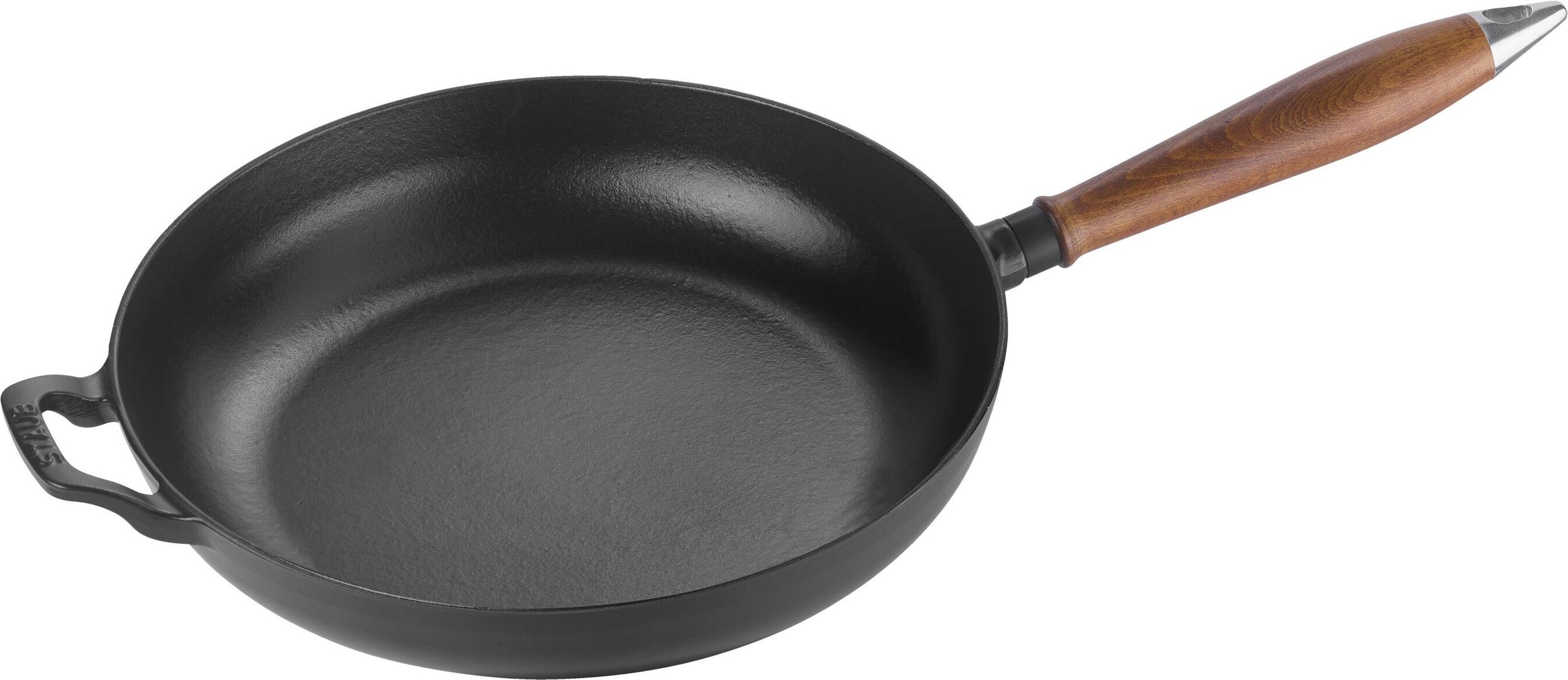 Staub Pans Bratpfanne mit Holzgriff 28 cm, rund, Schwarz, Gusseisen