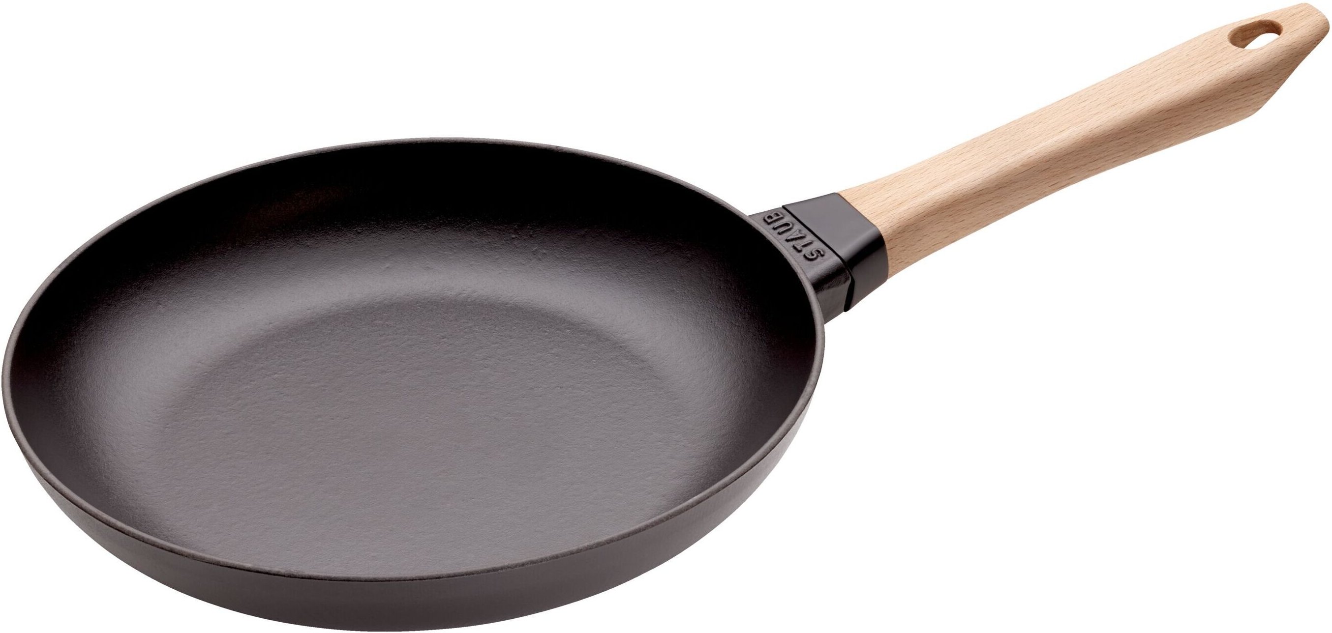 Staub Pans Bratpfanne mit Holzgriff 26 cm, rund, Schwarz, Gusseisen