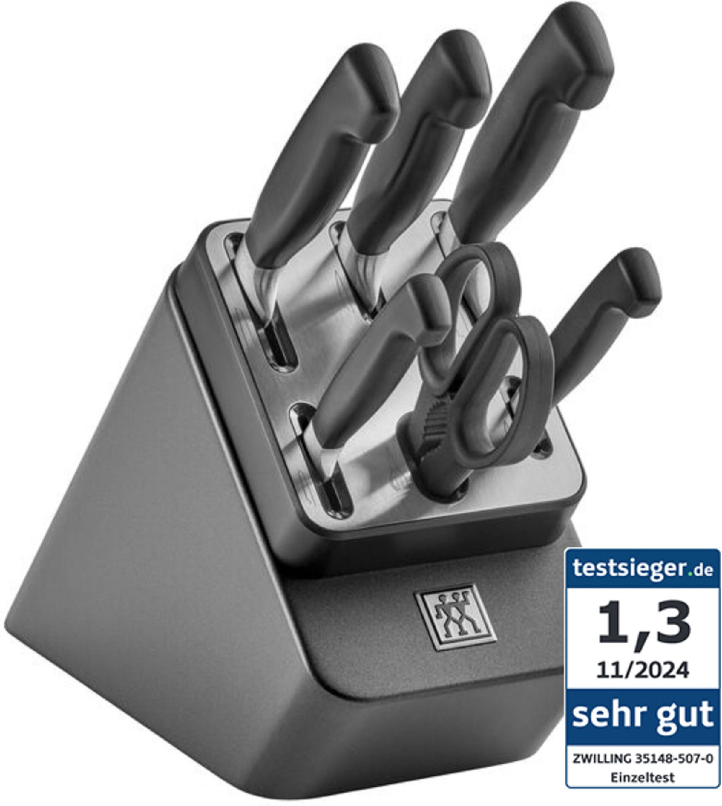 ZWILLING **** VIER STERNE 7-tlg, Selbstschärfender Messerblock, Anthrazit