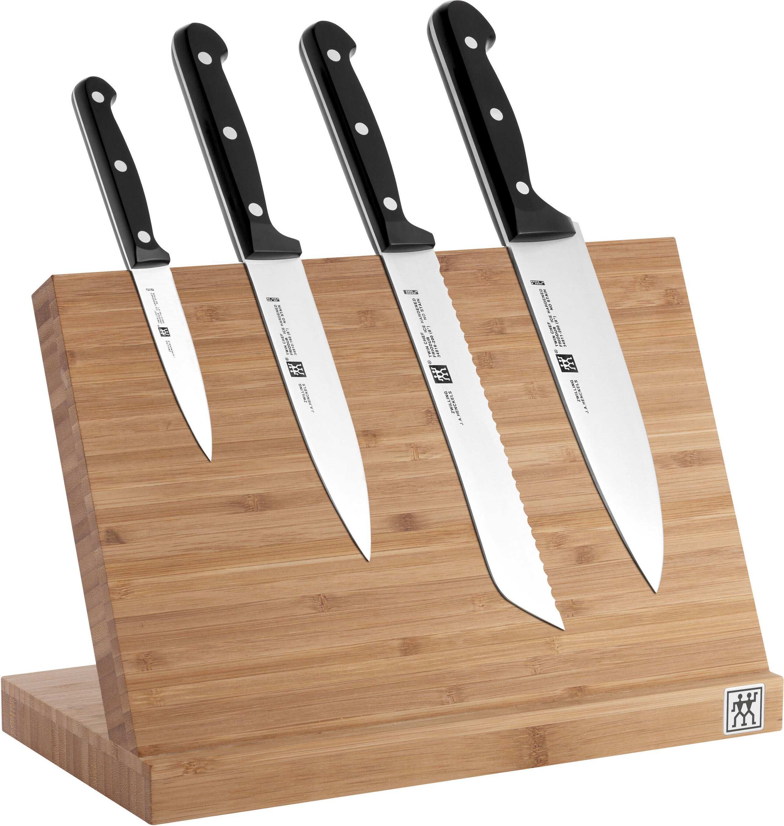 Thumbnail - ZWILLING Messer & Messerblock Set, 5-tlg. / 10/16/20/30 cm, Schwarz/Braun, Sonderschmelze/Bambus
