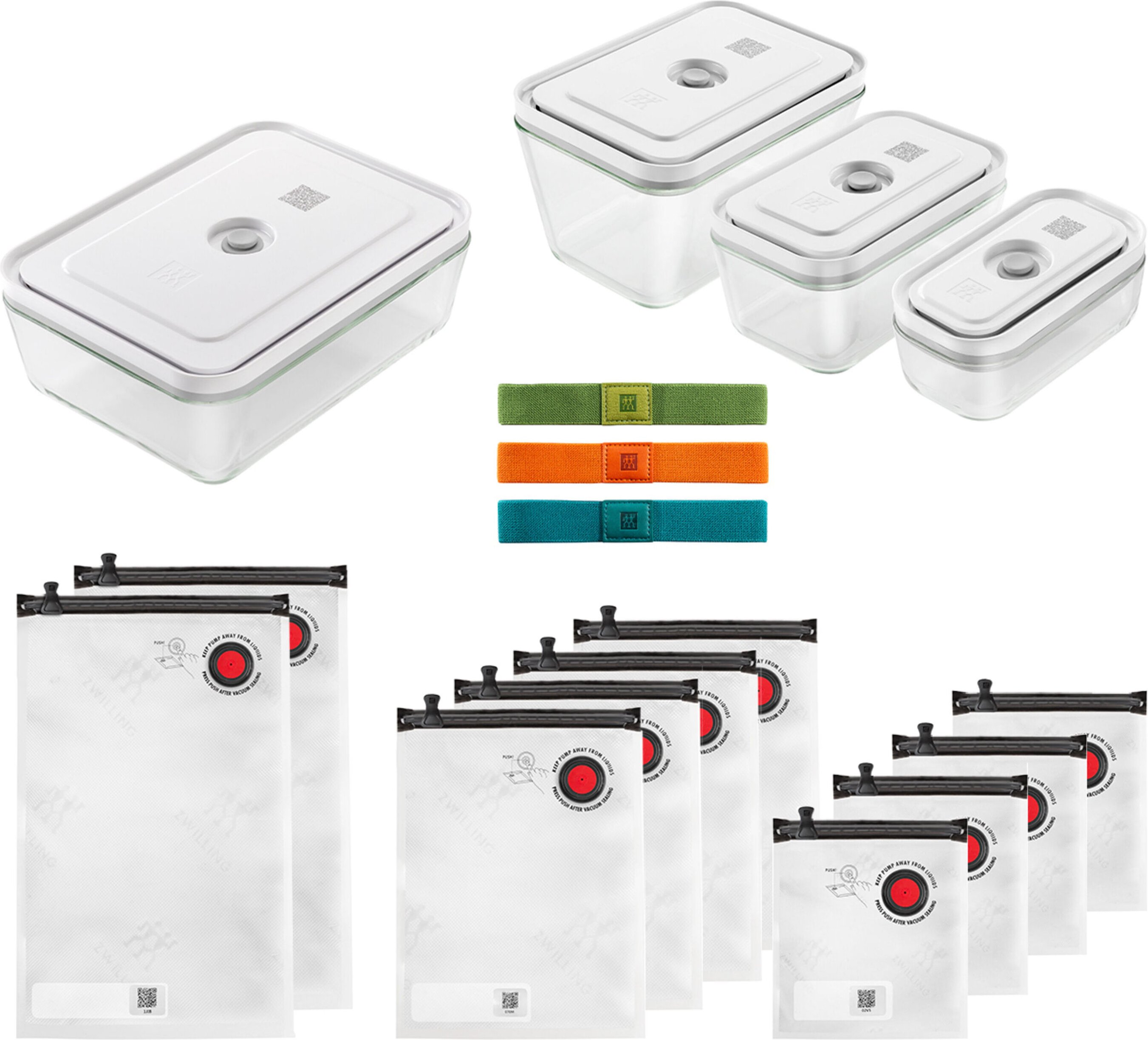 ZWILLING Fresh & Save Vakuum Starterset, 17-tlg. / S/M/L, Grau/Transparent, Glas/Kunststoff