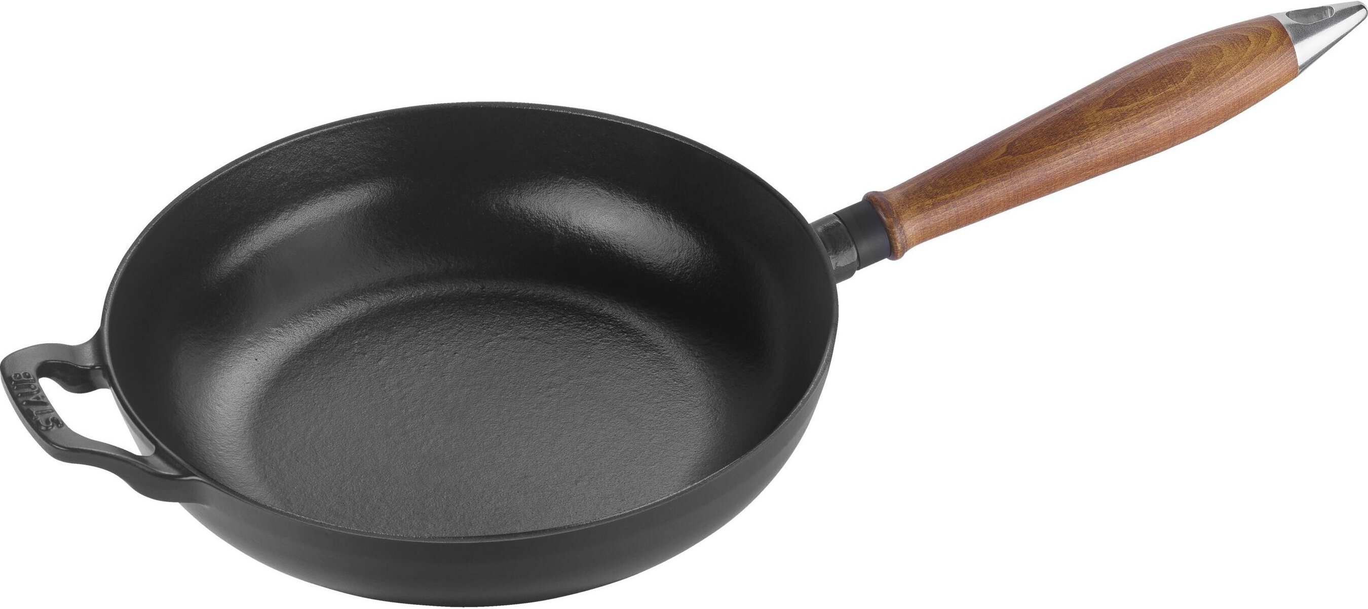 Staub Pans Bratpfanne mit Holzgriff 24 cm, rund, Schwarz, Gusseisen