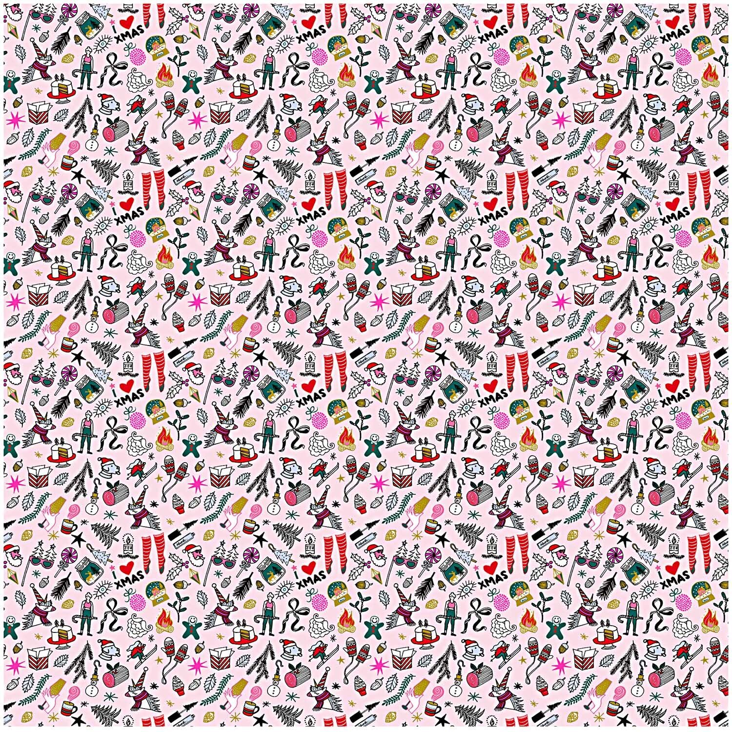 Rico Design Stoff X-MAS icons gold-neon 50x140cm