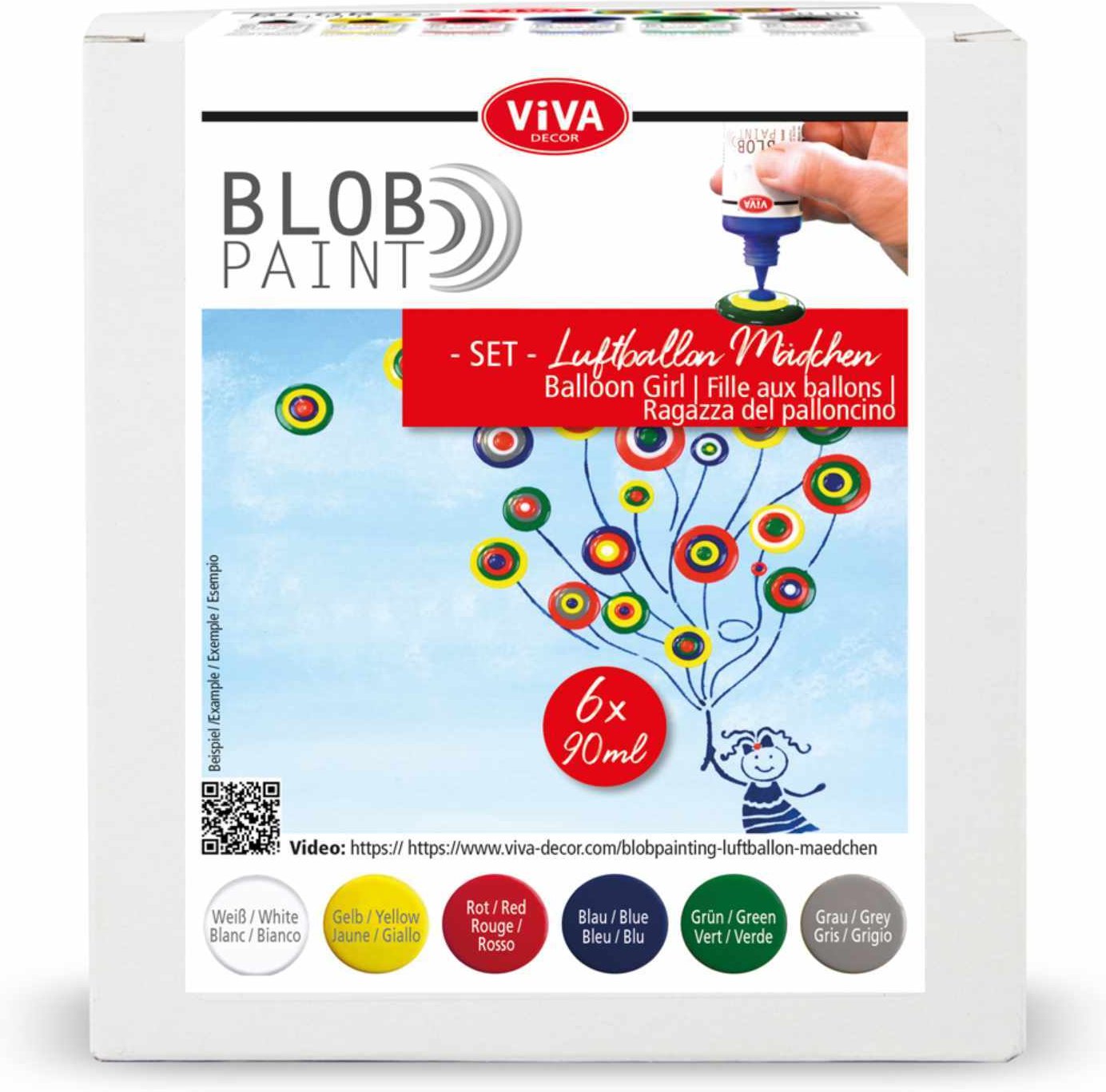 Viva Decor Blob Paint Set Luftballon-Mädchen 6x90ml Mehrfarbig