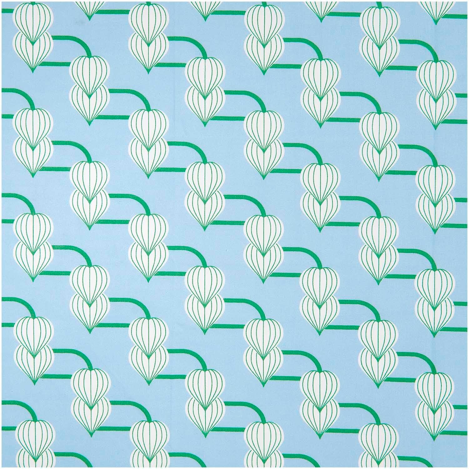 Rico Design Meterware Baumwoll-Popelin blau Knospen