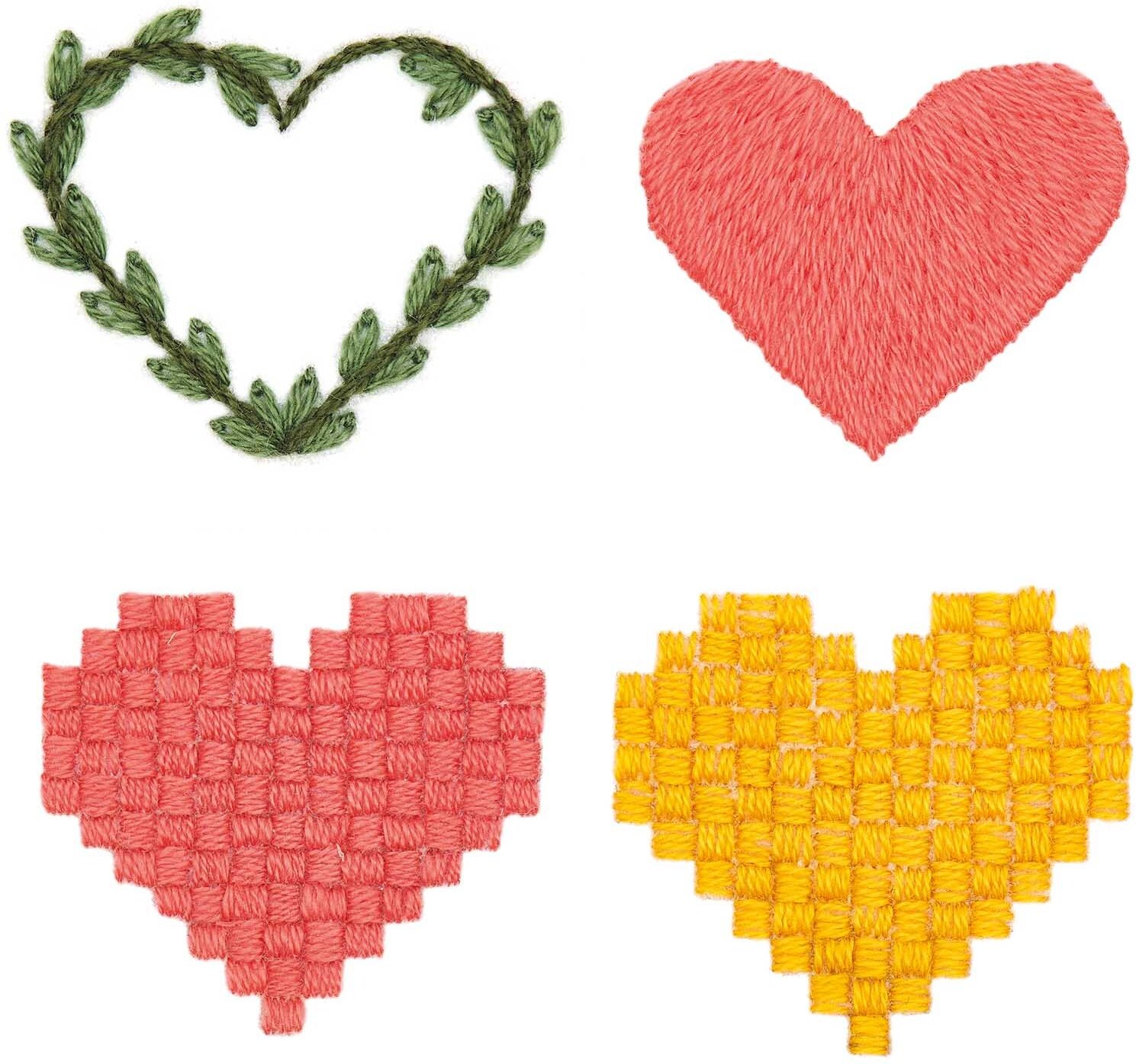 Rico Design Stick and Stitch Stickpackung Pixel Art Herzen vorgezeichnet