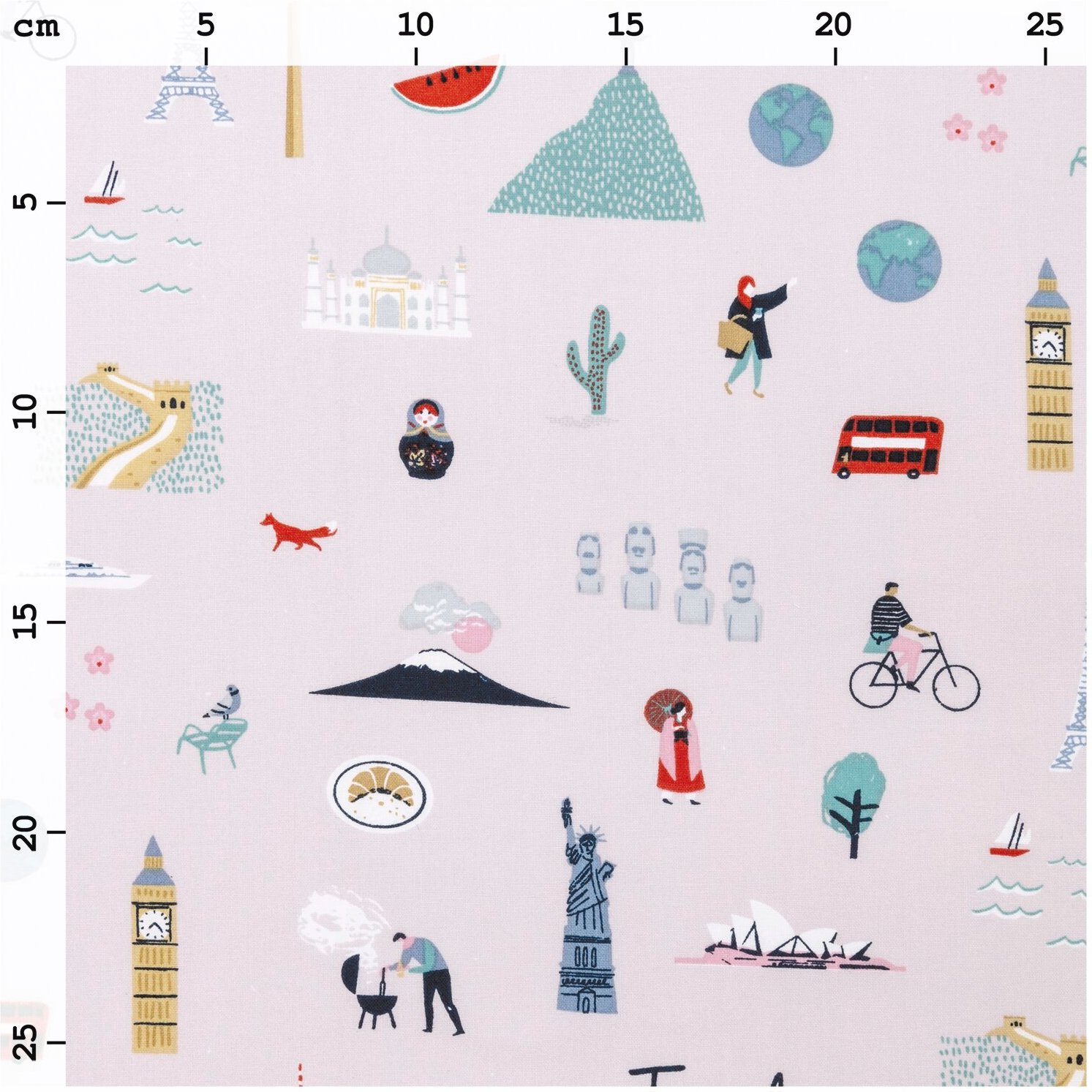 Rico Design Druckstoff Travel the World flieder 50x140cm