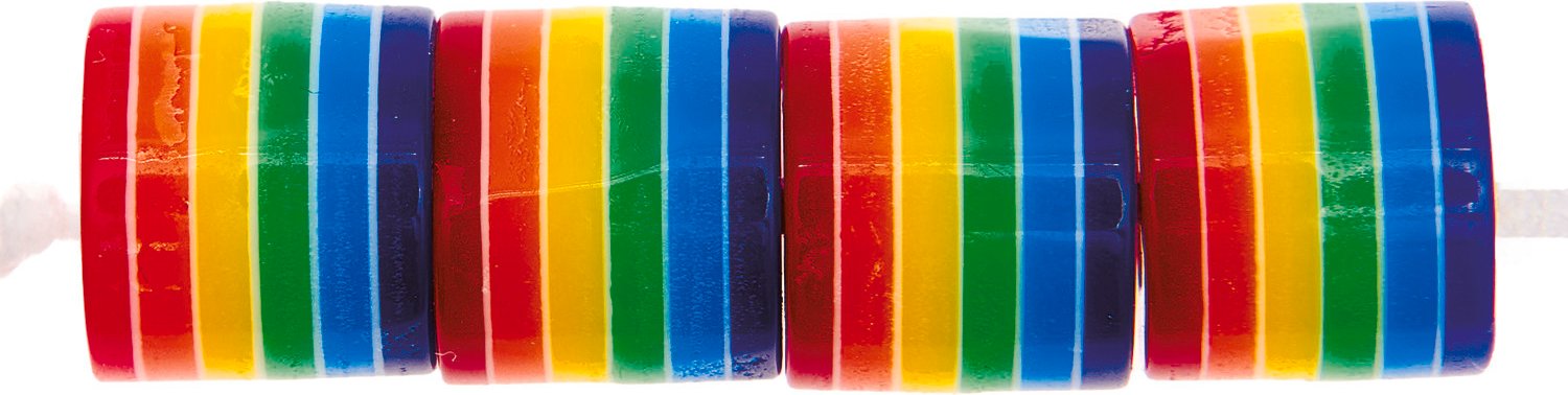 Rico Design itoshii Gestreifte Zylinderperlen Regenbogen ca. 9x10mm 21 Stück