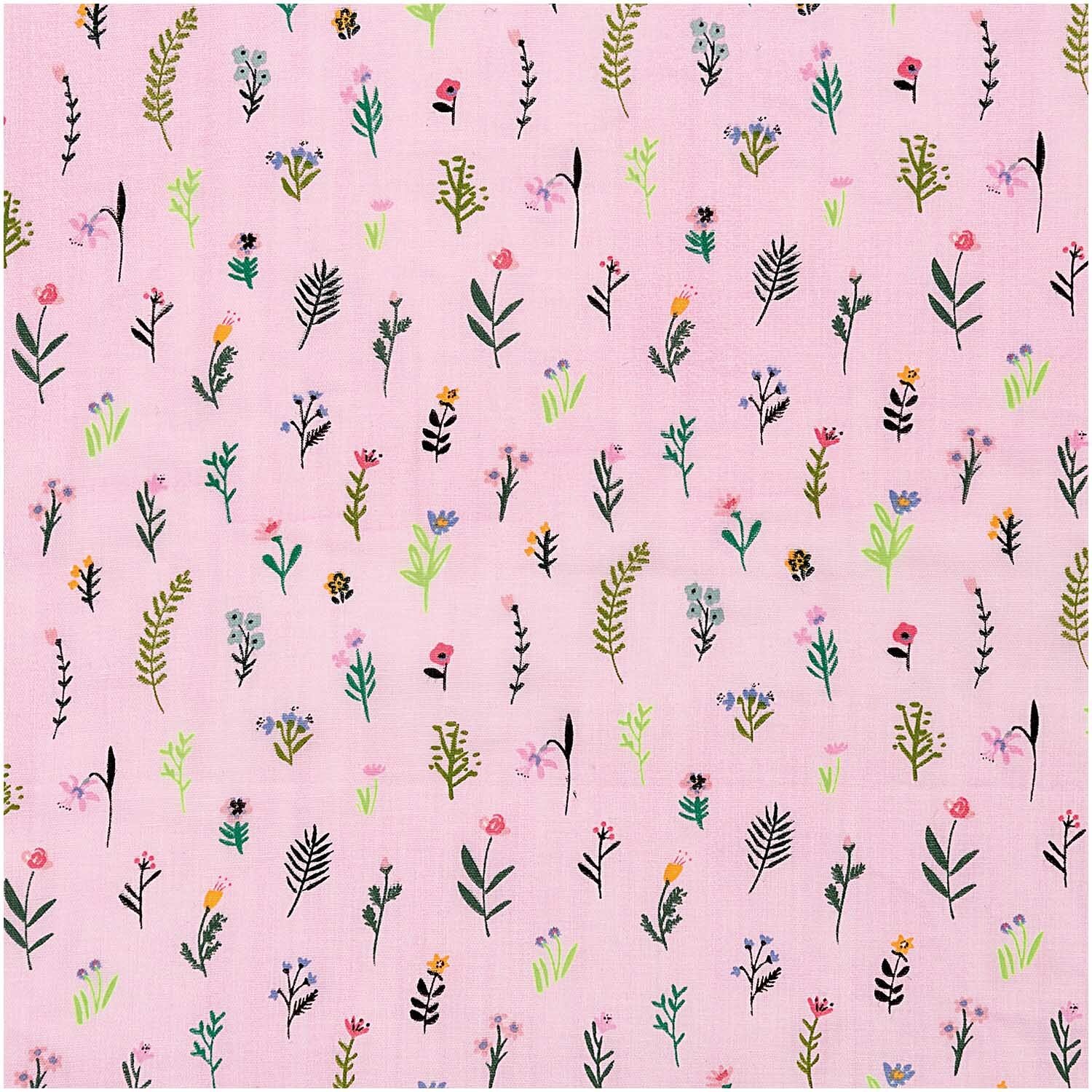 Rico Design Musselin-Druckstoff Bunny Hop Streublumen pink-neon 140cm