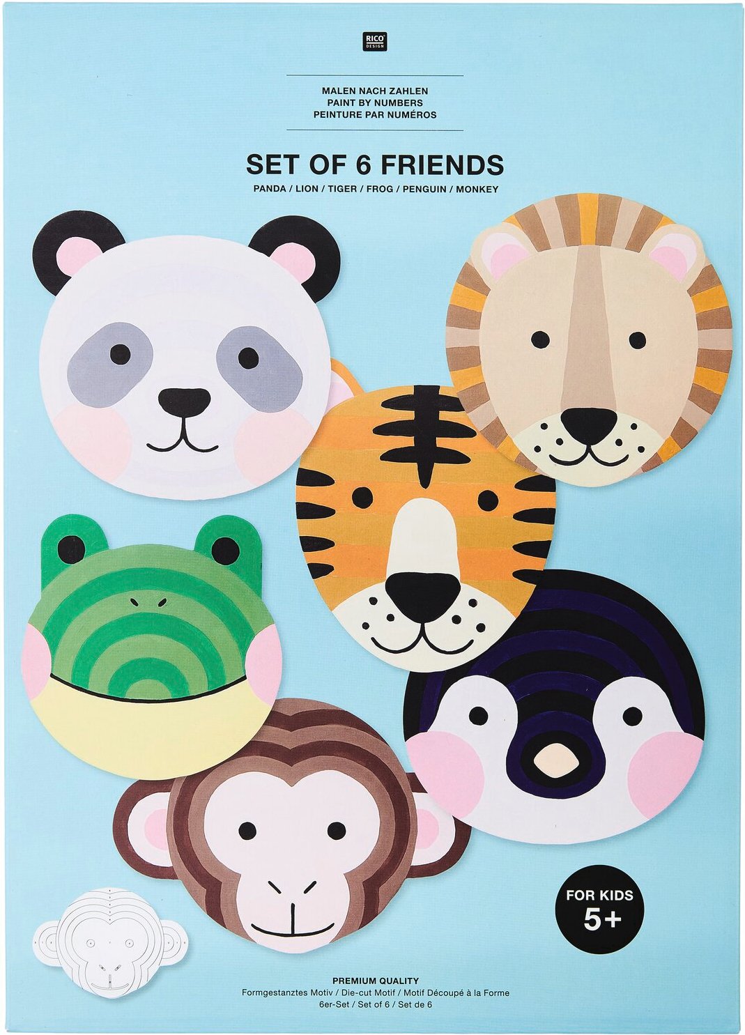 Rico Design Malen nach Zahlen Kinder Set Tiere