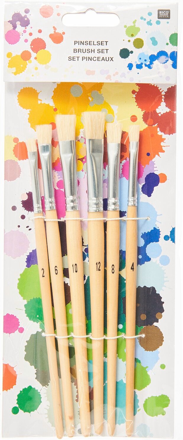 Rico Design Borstenpinsel flach 6er Set 2 4 6 8 10 12