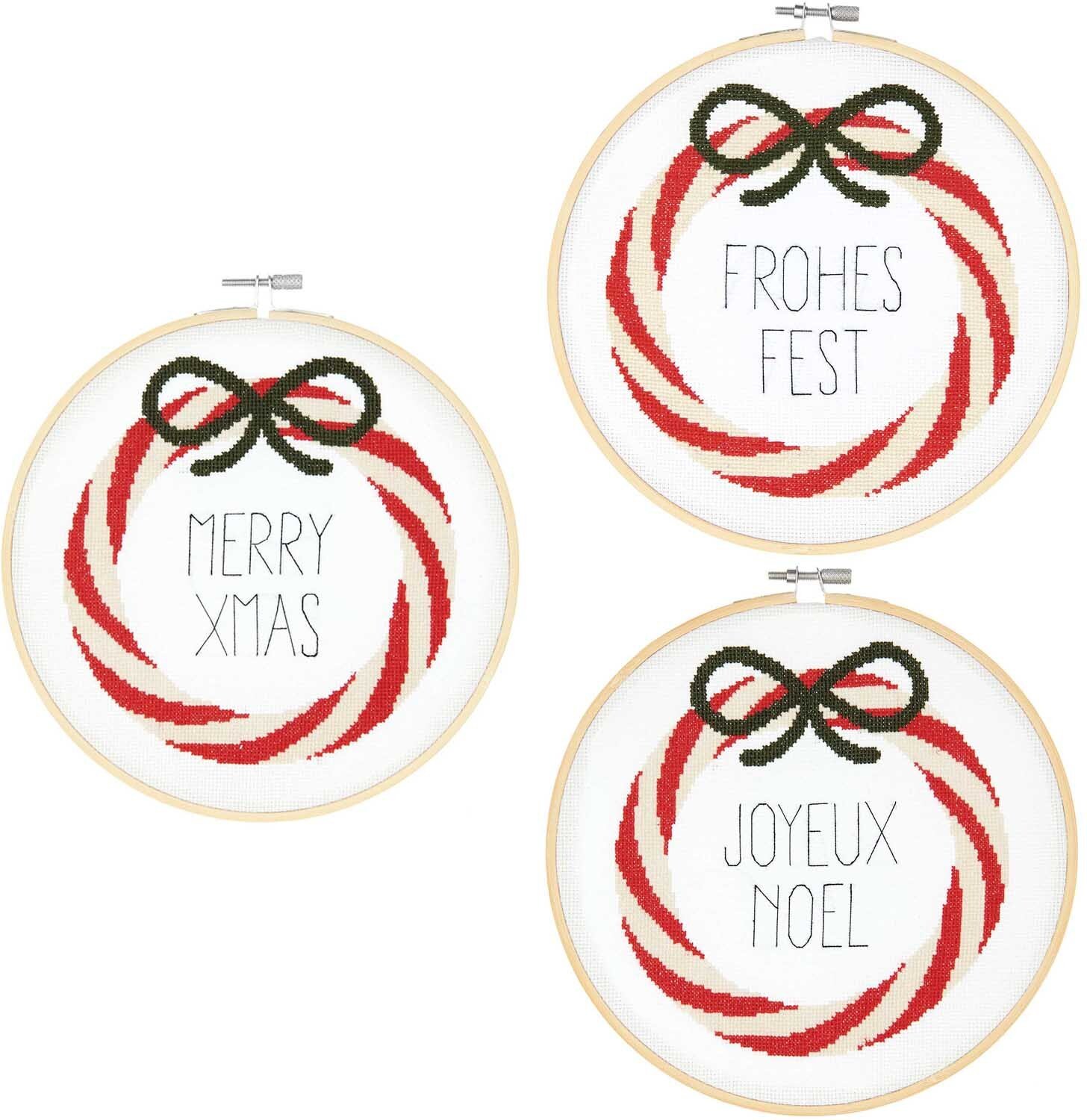 Rico Design Stickpackung Bild Kranz rot-weiß Ø20,5cm