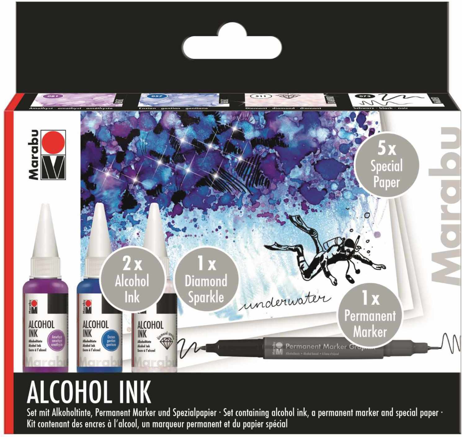 Marabu Alcohol Ink Set Underwater Blau