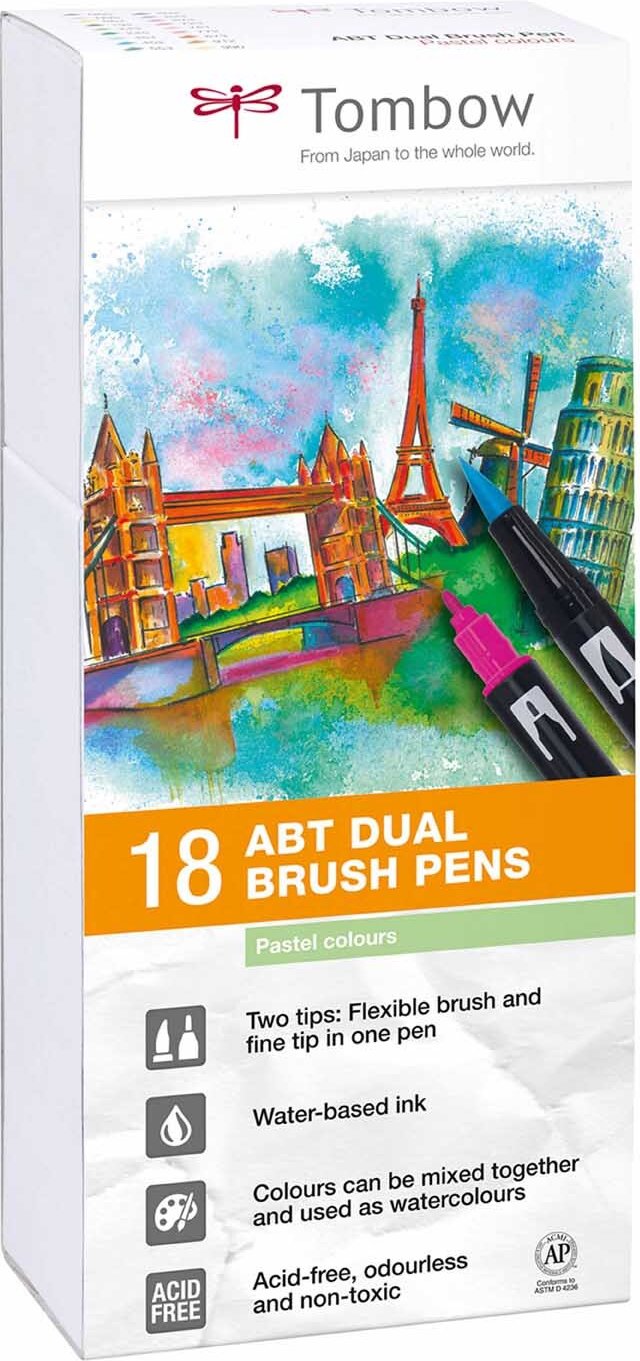 Tombow ABT Dual Brush Pen Pastellfarben 18er Set Pastellfarben