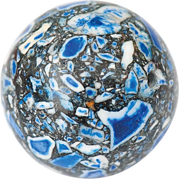 Rico Design Kugel blau marmoriert 16mm Halbedelstein 2 Stück