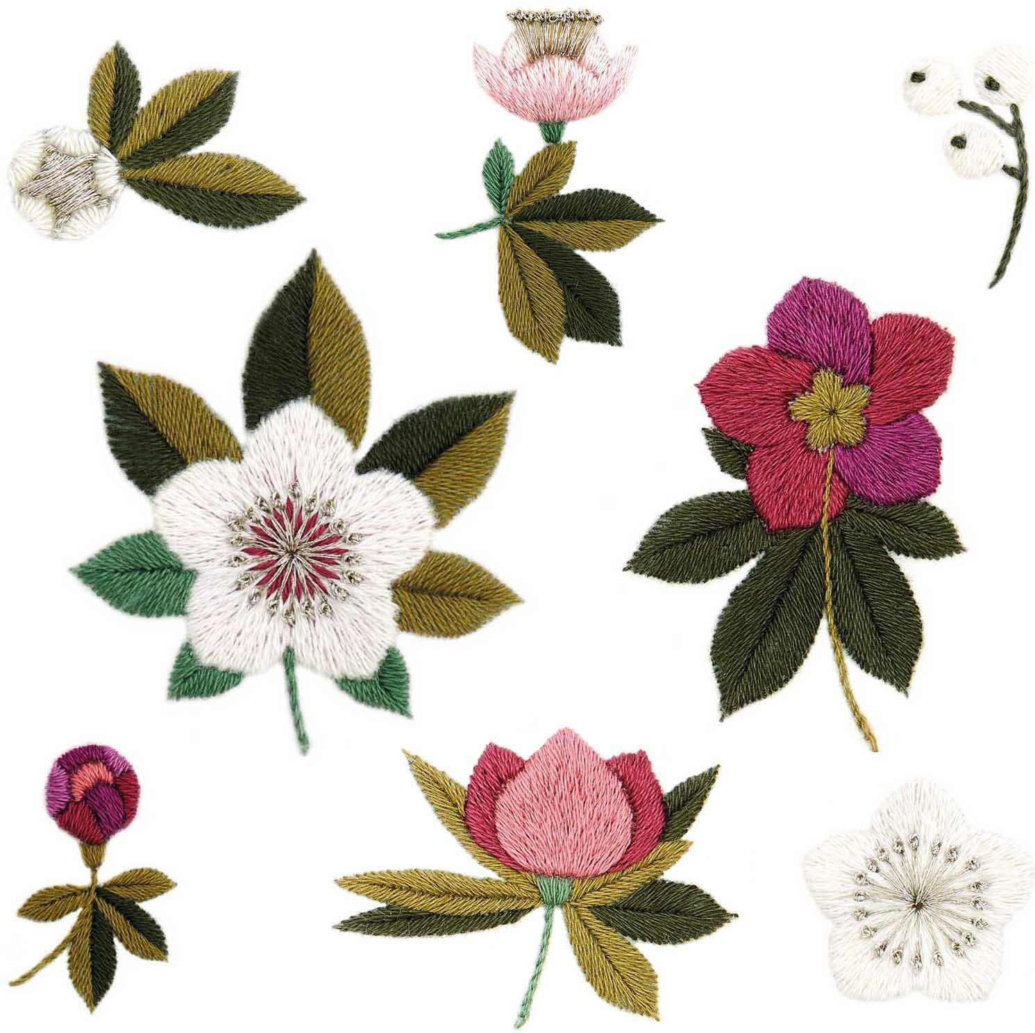 Rico Design Stick and Stitch Stickpackung Christrosen vorgezeichnet