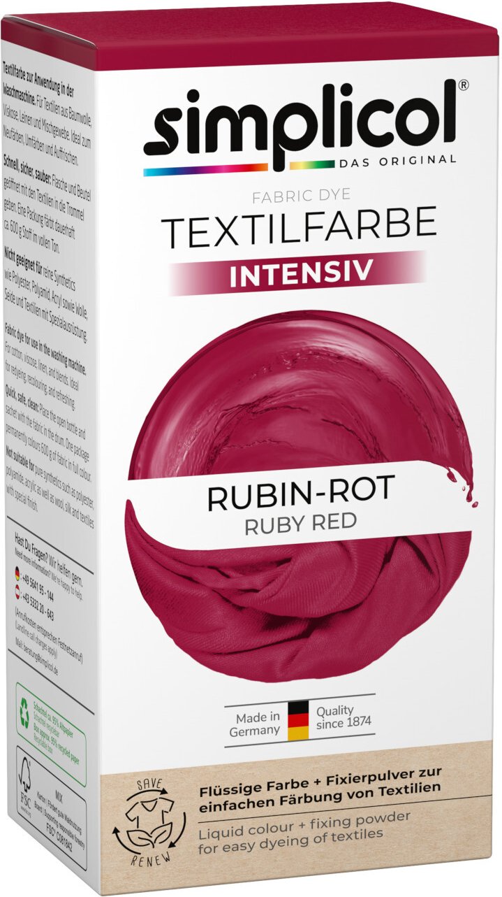 simplicol Textilfarbe intensiv 150ml Rubinrot