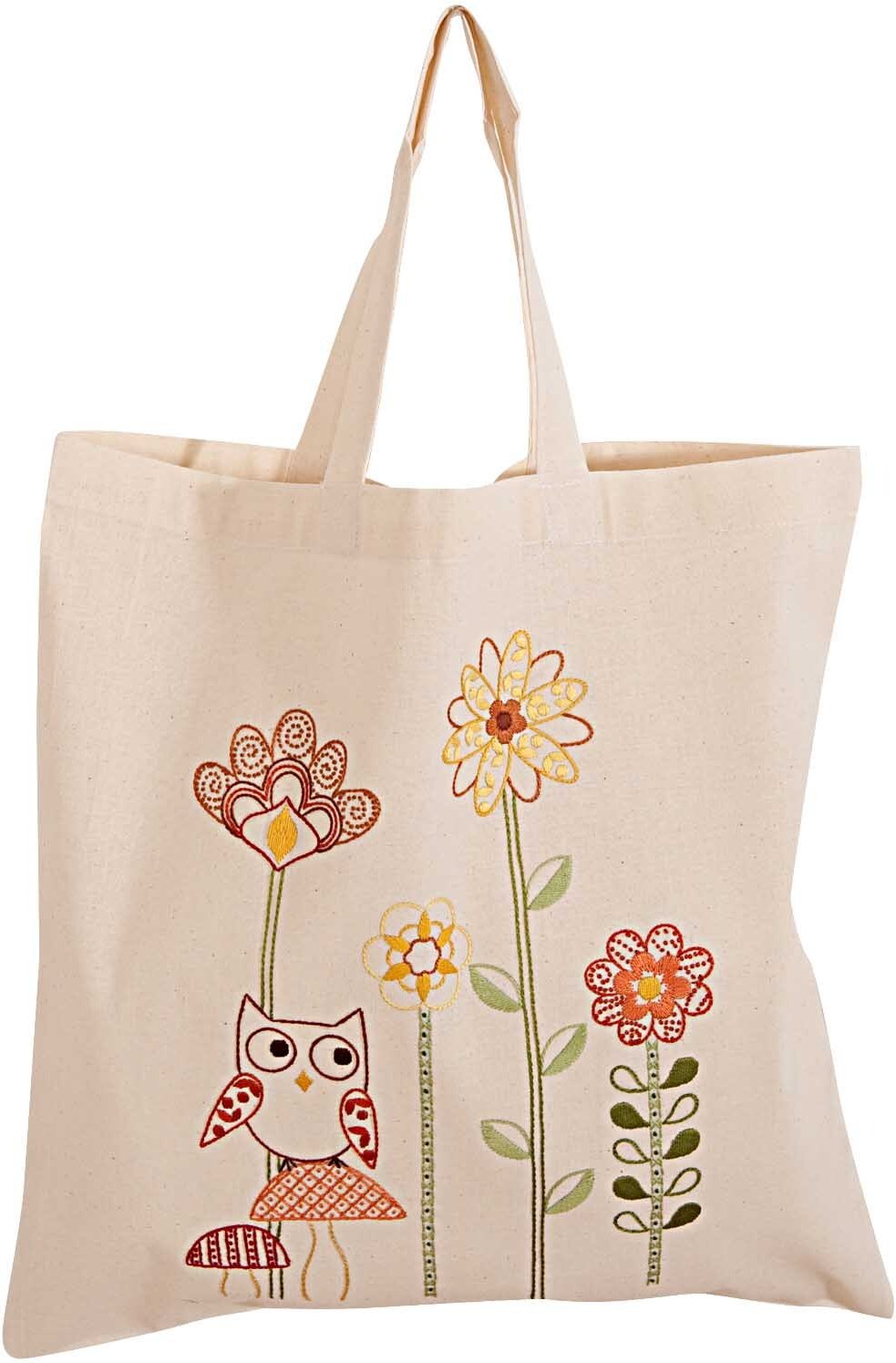 Rico Design Stickpackung Tasche Eule mit Pilzen 38x45cm