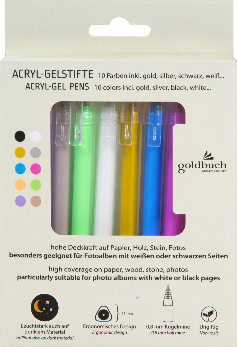 goldbuch Acryl-Gelstifte für Fotoalben 10 Farben