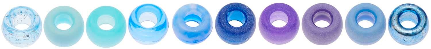 Thumbnail - Rico Design itoshii - Ponii Beads Blau Mix 9x6mm 80 Stück