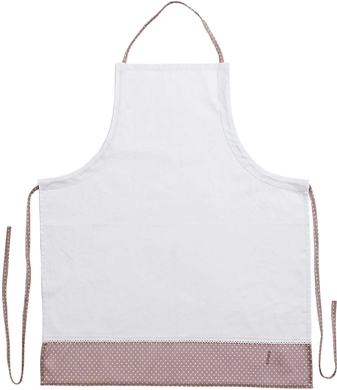 Schürze weiß-braun gepunktet 70x85cm