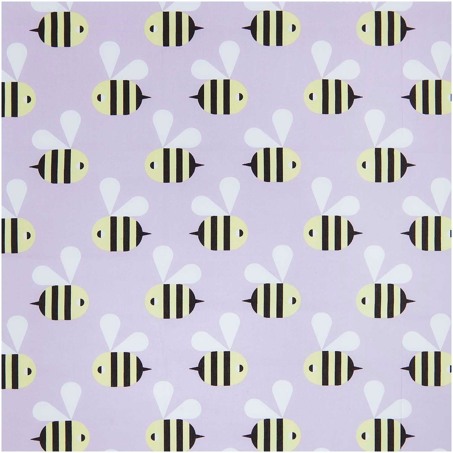 Rico Design Stoffabschnitt Baumwoll-Popelin flieder Bienen 50x140cm