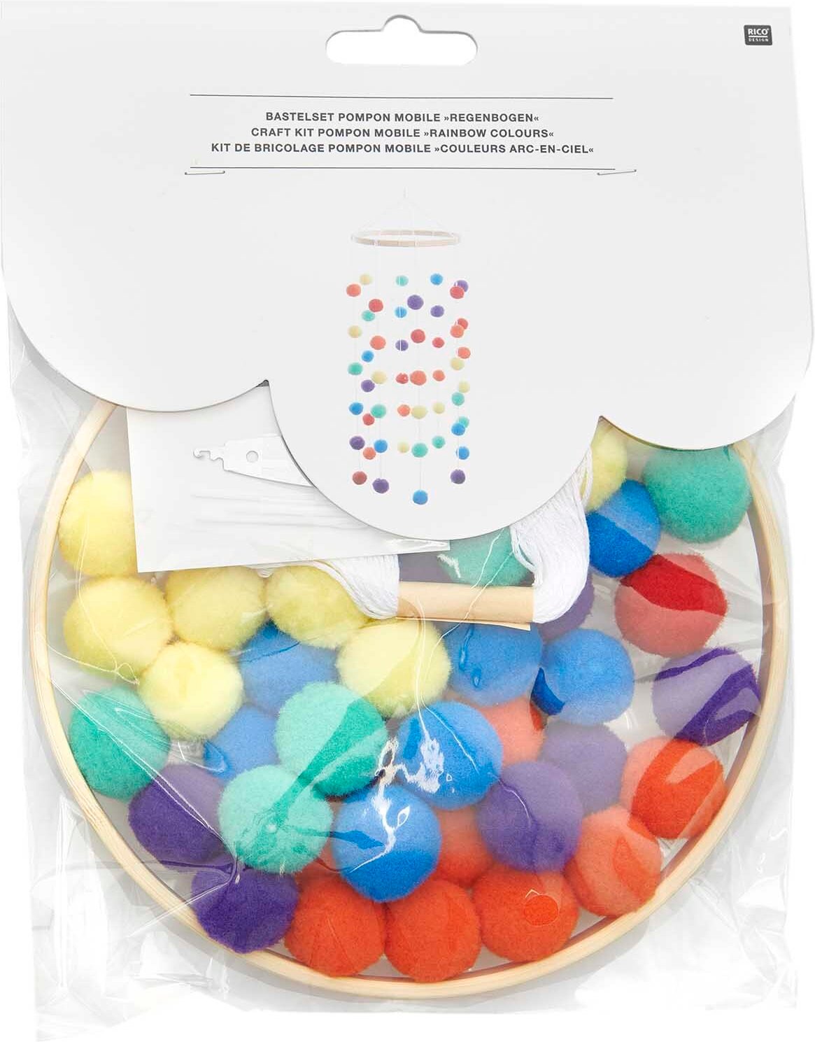 Rico Design Bastelset Pompon Mobile regenbogen