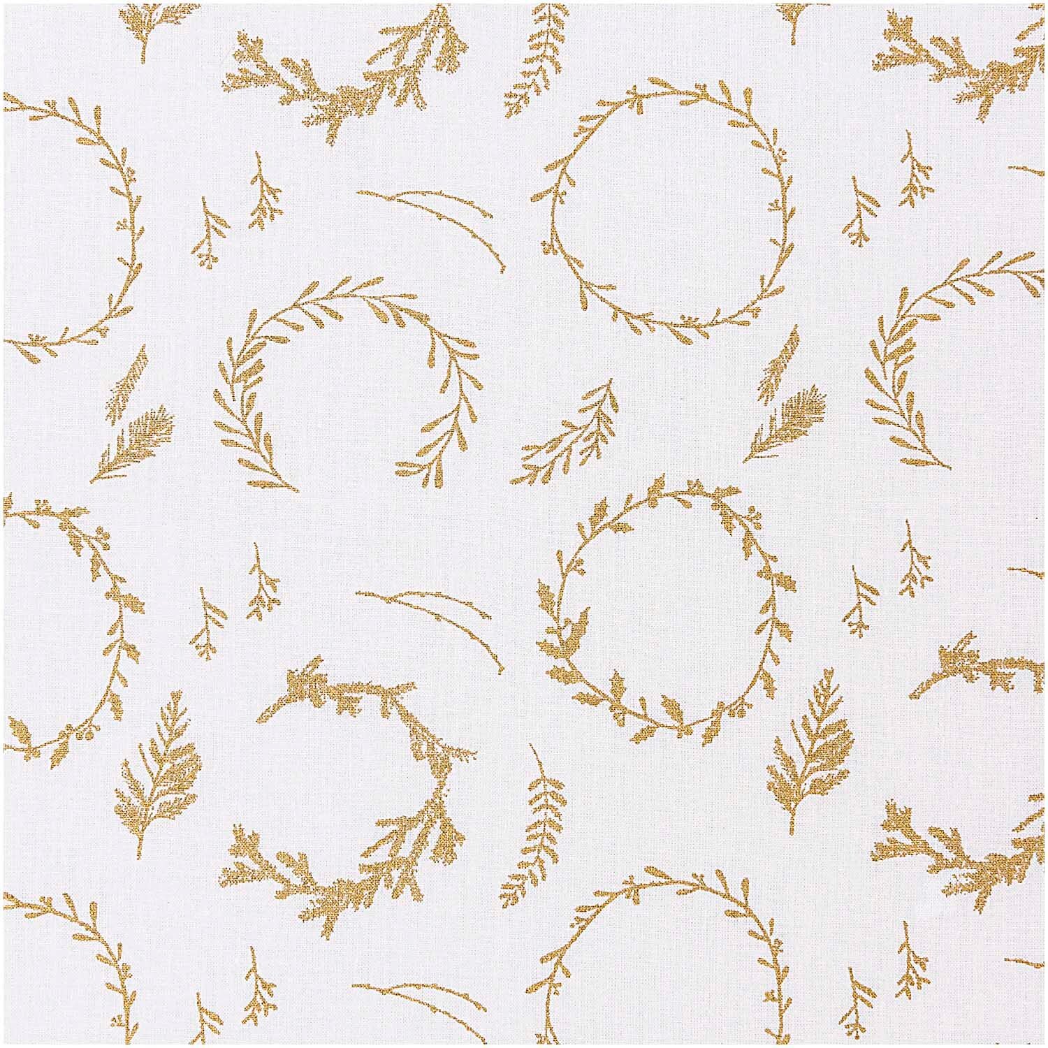 Rico Design Druckstoff Nostalgic Christmas Kränze weiß-gold 140cm