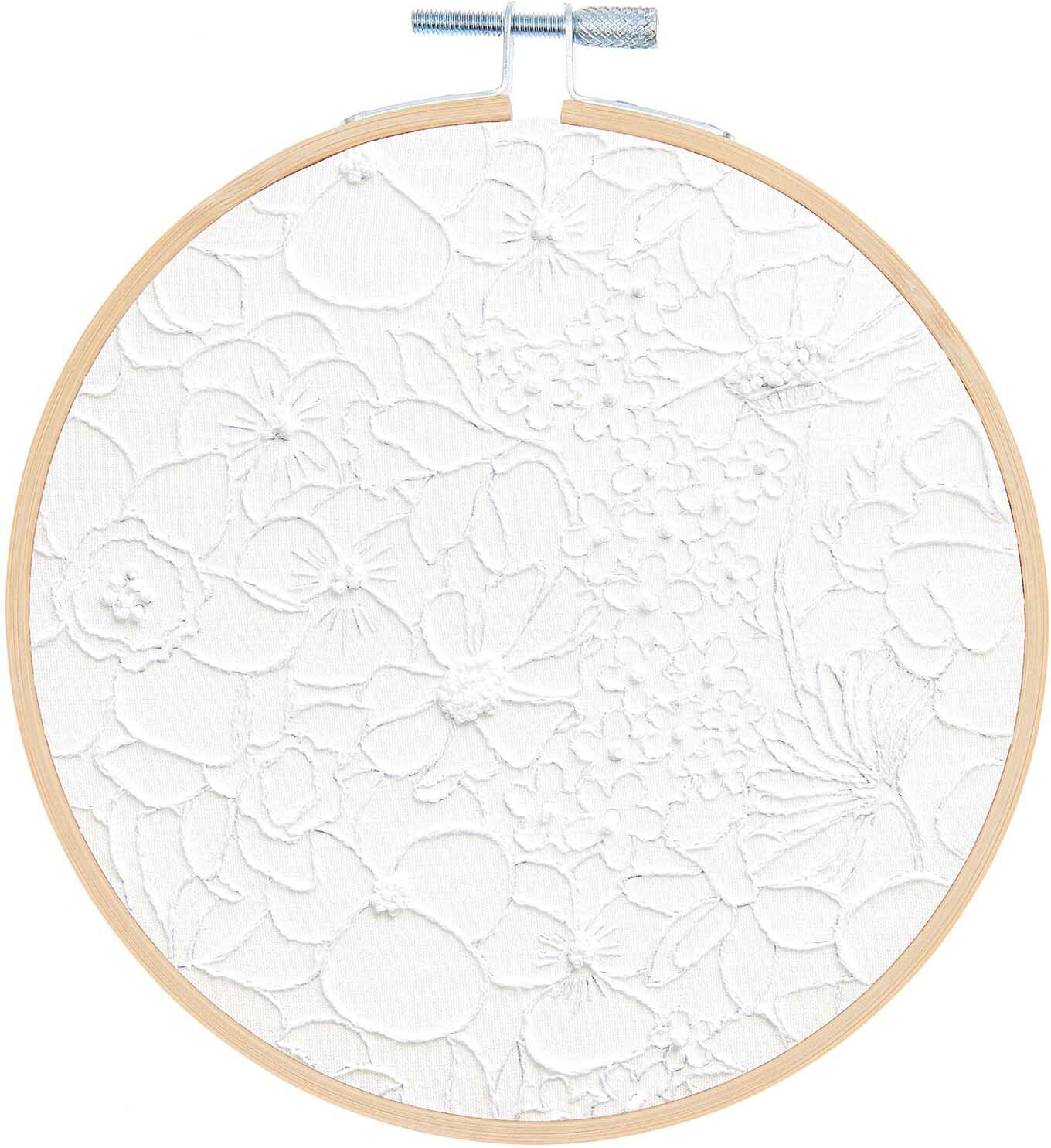 Rico Design Stickpackung weiße Blume vorgezeichnet Ø15cm