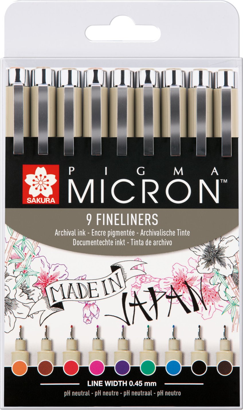 SAKURA Pigment Liner Sakura Pigma Micron Set 9 Stück Mehrfarbig