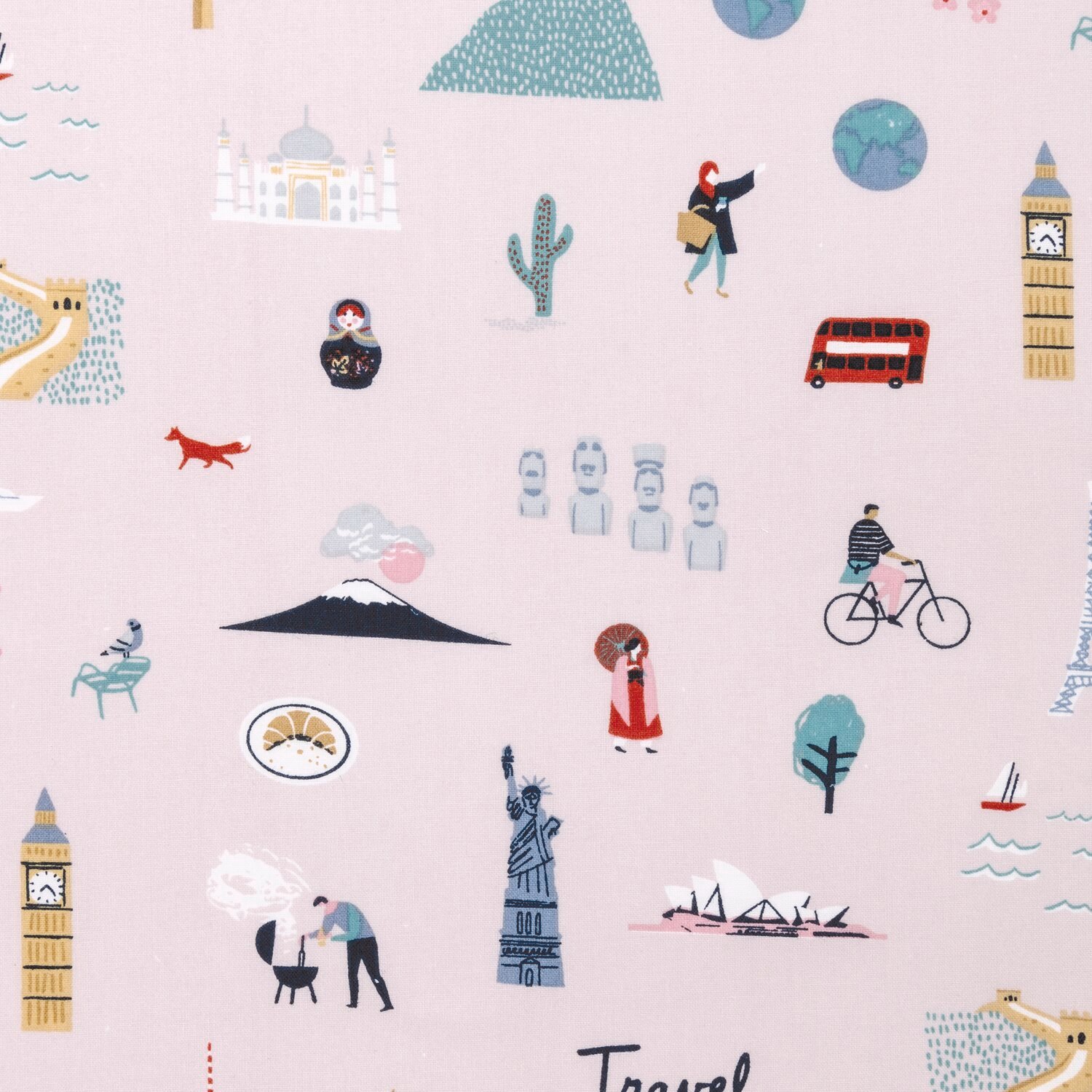 Rico Design Druckstoff Travel the World flieder 140cm