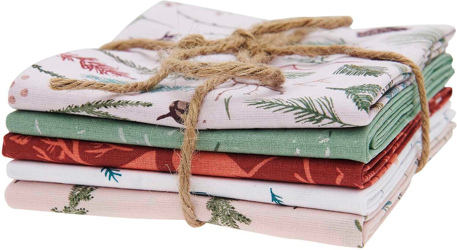 Rico Design Stoffpaket mit 5 Stoffen Jolly Christmas Zweige 50x70cm