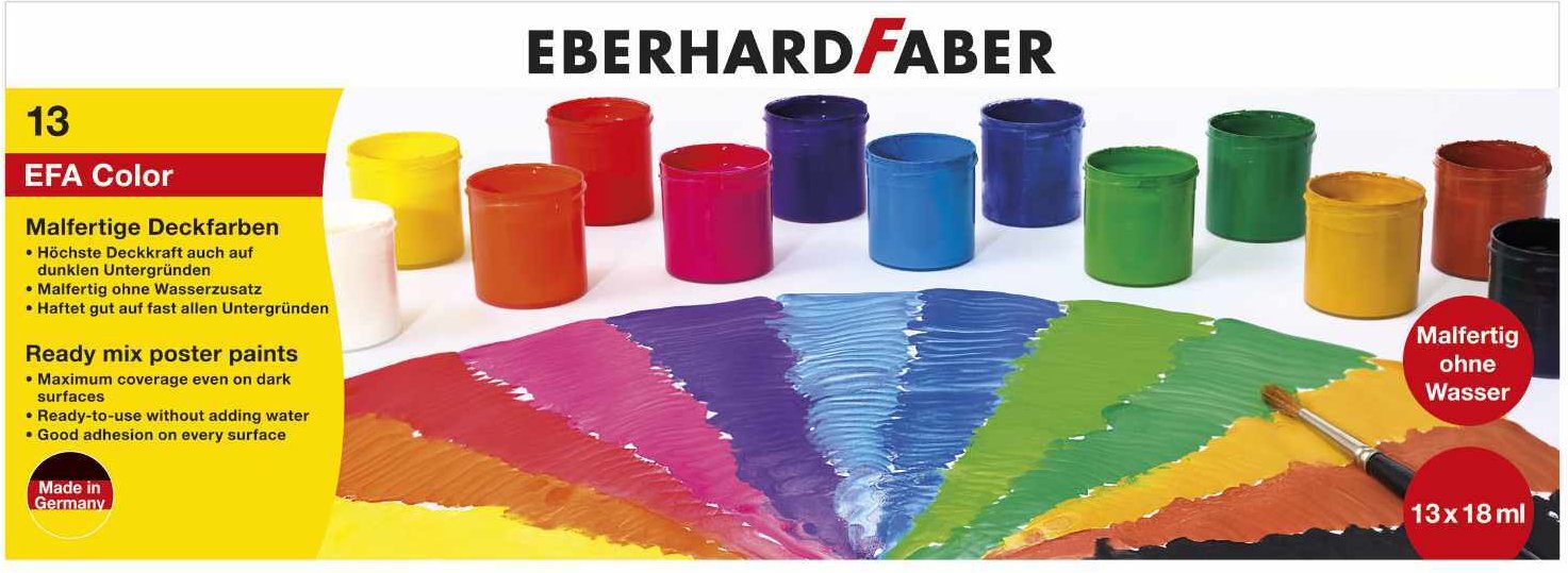 Eberhard Faber Malfertige Deckfarben 13 Farben à 18ml
