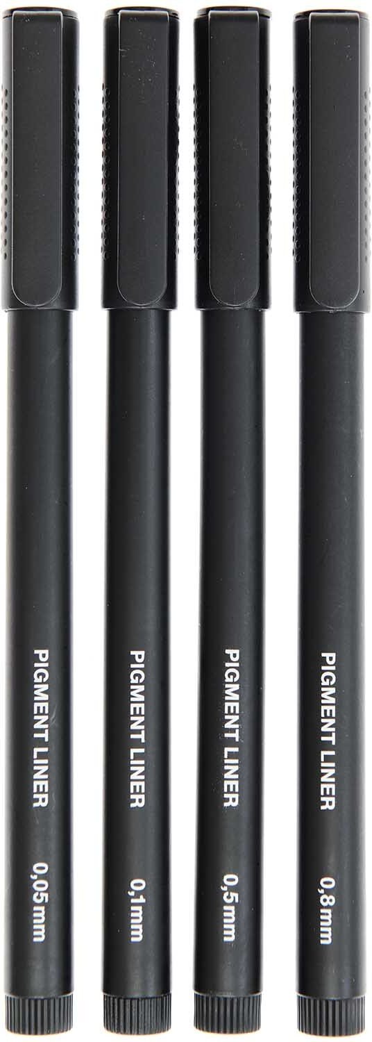 Thumbnail - Rico Design Paper Poetry Pigment Liner schwarz 4 Stifte Schwarz