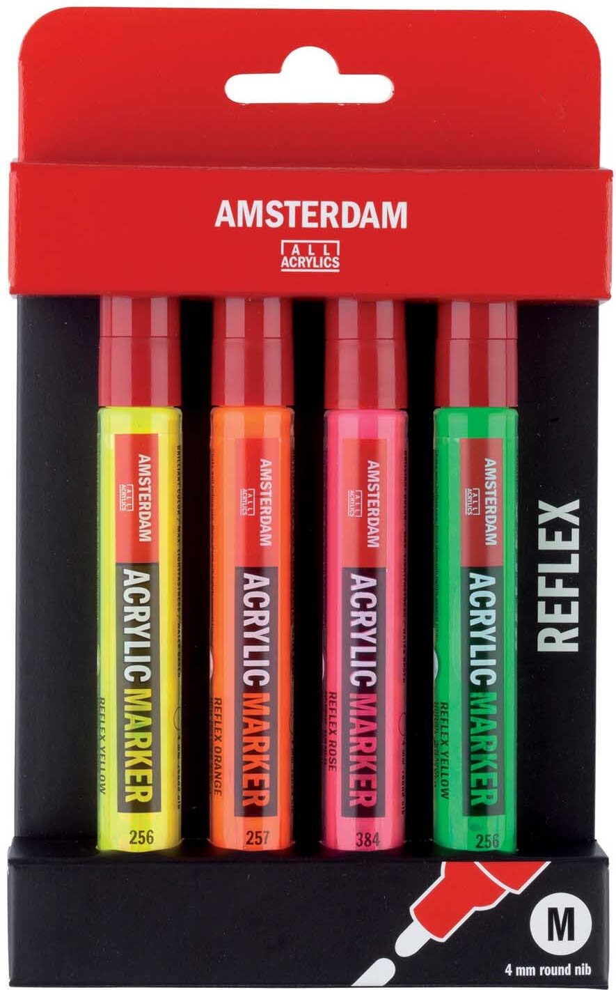 AMSTERDAM Acrylic Marker Set Reflex 4 Stück Reflex Set