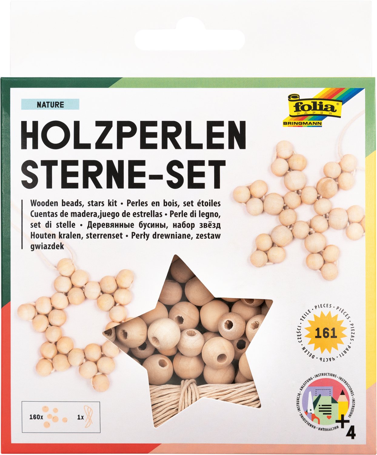 folia Holzperlen Stern-Set natur