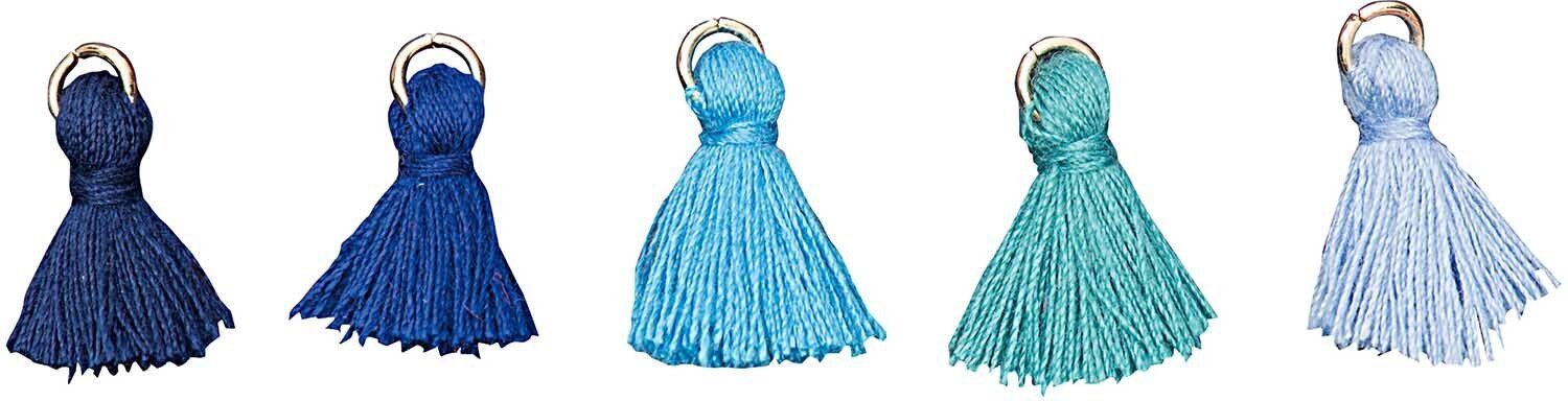 Anhänger Quasten Mix aqua 5 Stück