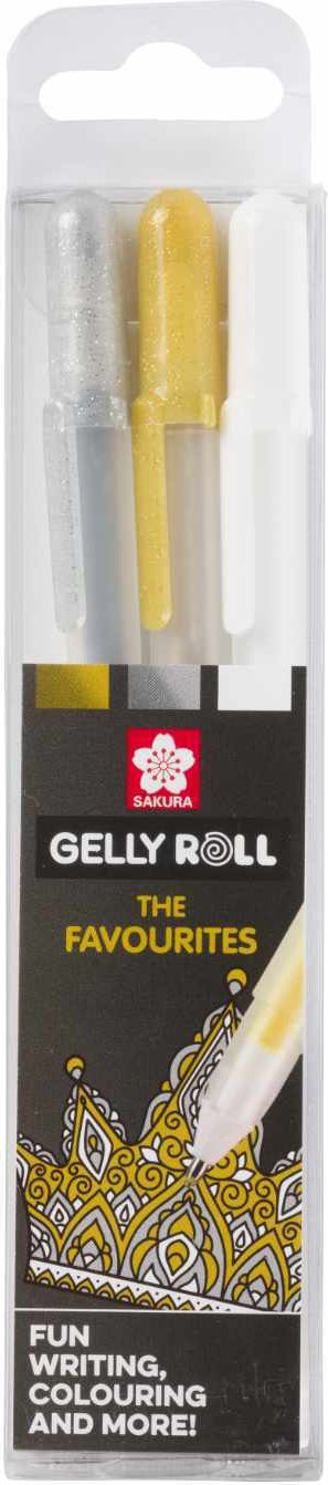 SAKURA Gelly Roll Gelstifte Set gold-silber-weiß 3 Stück
