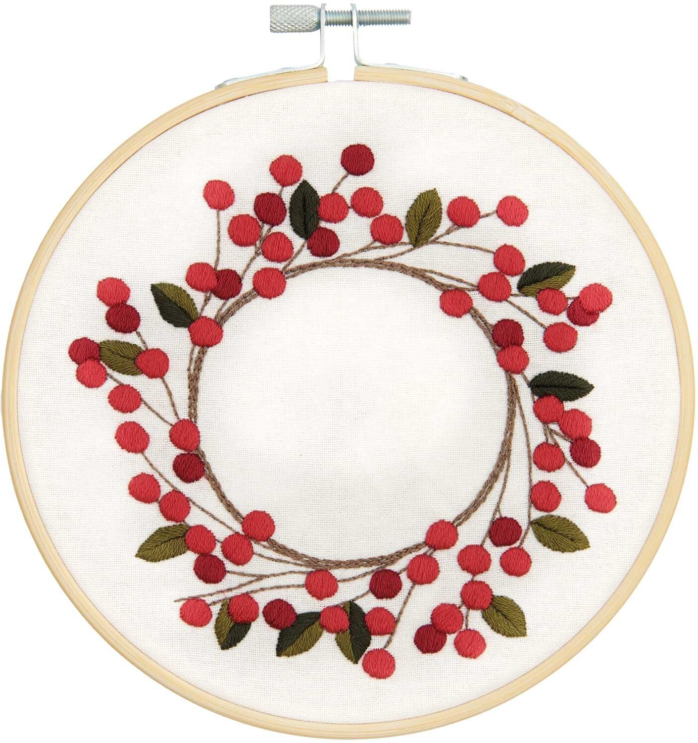 Rico Design Stickpackung Hagebuttenkranz Bild vorgezeichnet Ø 15cm
