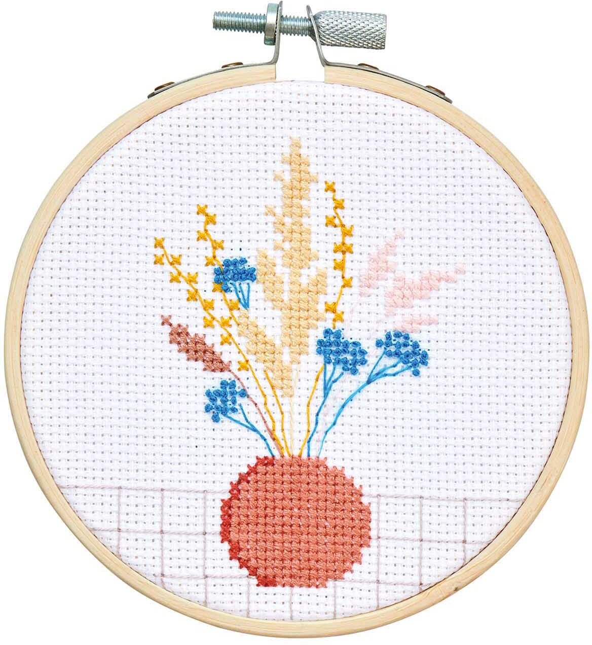 Rico Design Stickpackung Mini Kit Trockenblumen Bild Ø 10cm