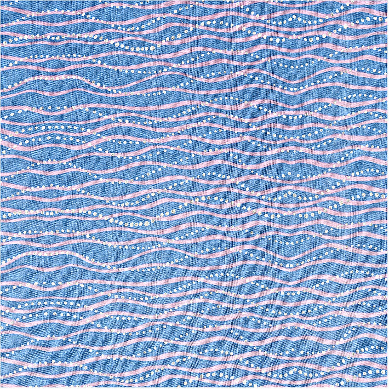 Rico Design Musselin-Druckstoff Mermaid Wellen blau Hot Foil 140cm