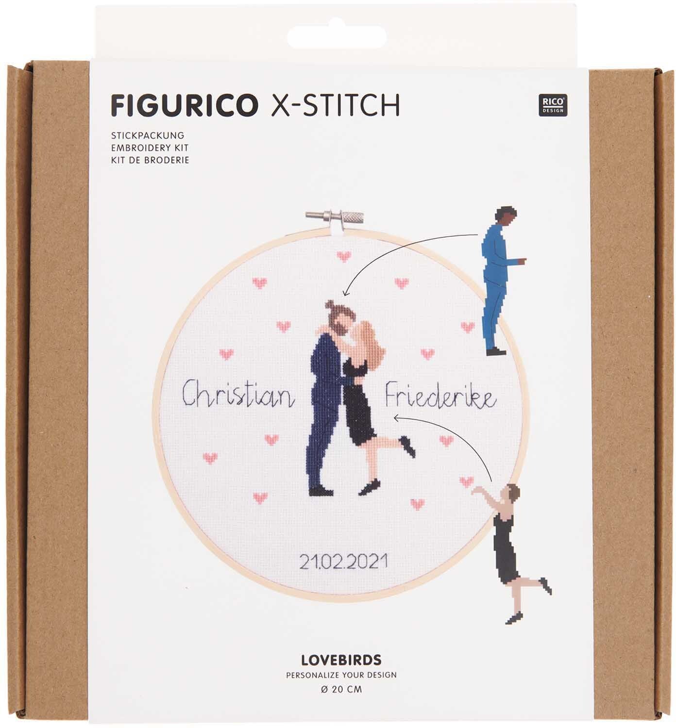 Rico Design Figurico Stickpackung Lovebirds 20cm