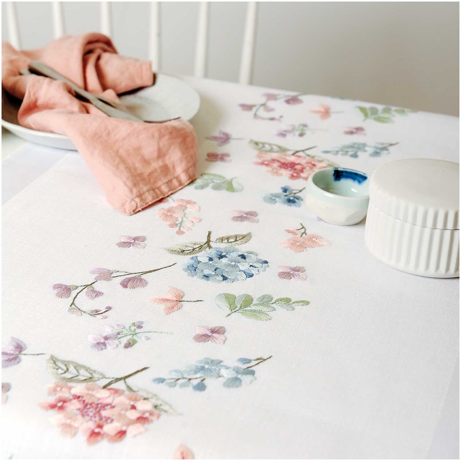 Rico Design Stickpackung Läufer Hortensien 45x100cm